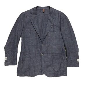 Eredi Pisano Academy Wool Bland Window Pane Plaid Sport Blazer Size 44R Academia